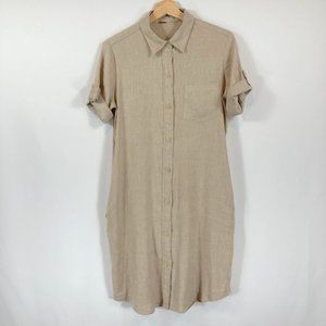 T Tahari Linen Blend Safari Shirt Dress Size 6